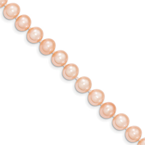 14k 8-9mm Pink Near Round Freshwater Cultured Pearl Bracelet PPN080 - shirin-diamonds