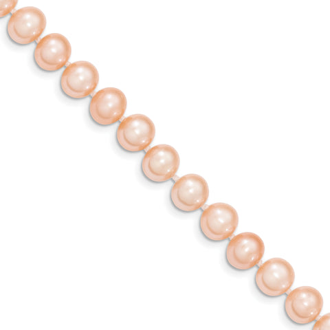 14k Gold 8-9mm Pink Near Round Fresh Water Cultured Pearl Necklace PPN080 - shirin-diamonds