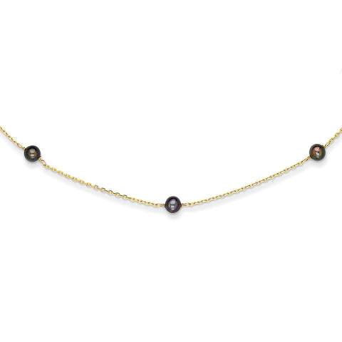 14K Black FW Cultured Pearl Necklace PR54 - shirin-diamonds