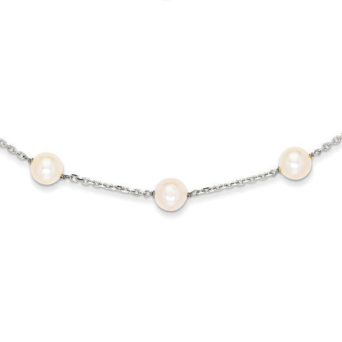 14K WG White FW Cultured Pearl Necklace PR62 - shirin-diamonds