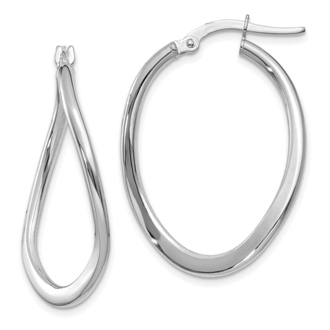 14k White Gold 2mm Tapered Twist Hoop Earrings PRE217W - shirin-diamonds