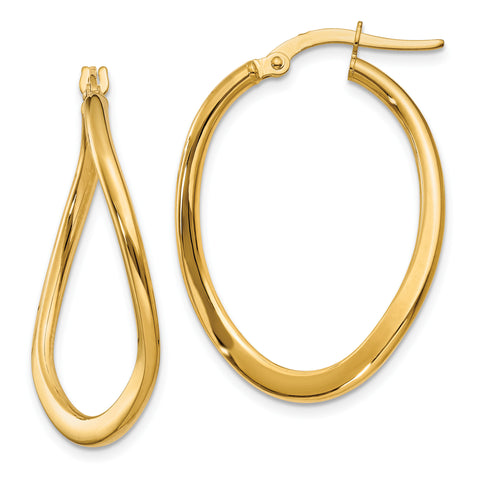 14k  2mm Polished Tapered Twist Hoop Earrings PRE217 - shirin-diamonds