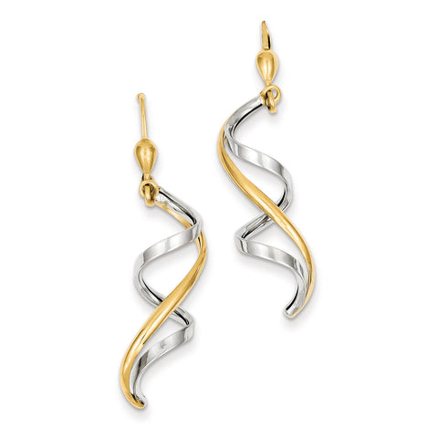 14K Two-tone Spiral Leverback Earrings PRE305 - shirin-diamonds