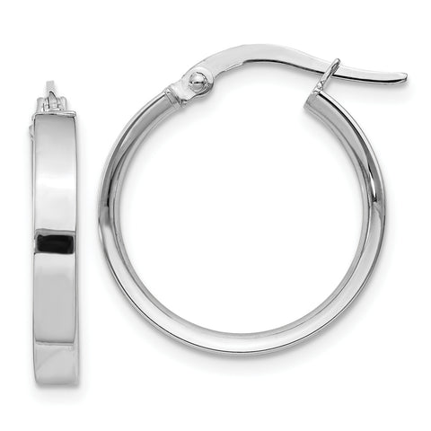 14K White Rhodium Hoop Earrings PRE570 - shirin-diamonds