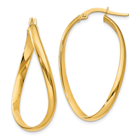 14k Twisted Oval Hoop Earrings PRE665 - shirin-diamonds