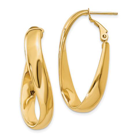 14k Twisted Oval Hoop Earrings PRE691 - shirin-diamonds