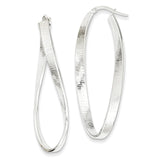 14k White Gold Textured Twisted Oval Hoop Earrings PRE711W - shirin-diamonds