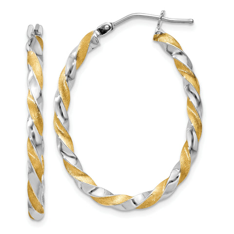 14k & Rhodium Twisted Hoop Earrings PRE780 - shirin-diamonds