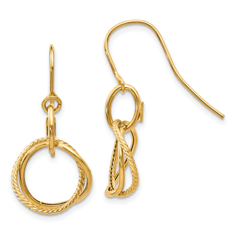 14K Small Twisted Circle Shepherd Hook Earrings PRE876 - shirin-diamonds