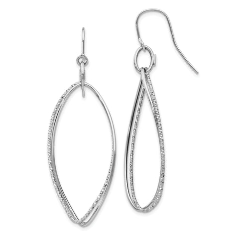 14K White Gold Twist Dangle Shepherd Hook Earrings PRE913 - shirin-diamonds