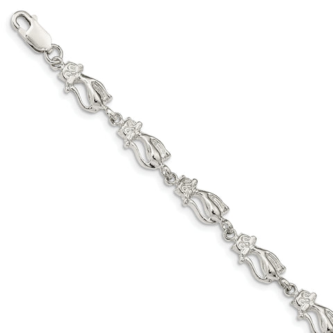 Sterling Silver Cats Bracelet QA7 - shirin-diamonds