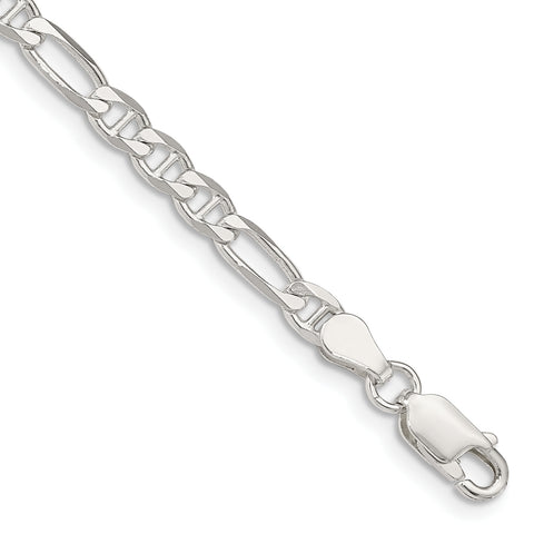 925 Sterling Silver 3.75mm Figaro Anchor Chain Bracelet