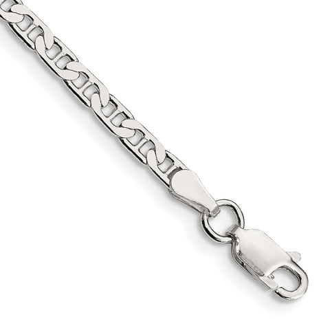 925 Sterling Silver 3mm Flat Anchor Chain Bracelet