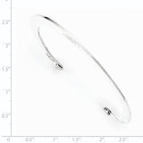 Sterling Silver Polished Pattern Open Bangle QB1001 - shirin-diamonds