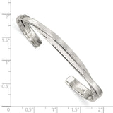Sterling Silver Polished Plain 6mm & Hammered Bands Bangle QB1016 - shirin-diamonds