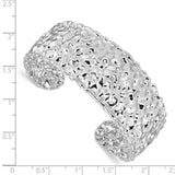 Sterling Silver Rhodium-plated Textured Cuff Bangle QB1019 - shirin-diamonds