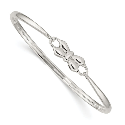 Sterling Silver Bow Baby Bangle Bracelet QB1056 - shirin-diamonds