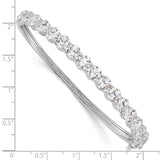 Sterling Silver Rhodium-plated CZ Hinged Bangle (Weight: 13.7 Grams, Length: Inches)
