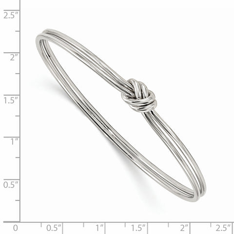 Sterling Silver Rhodium-plated Polished Knot Slip on Bangle QB1080 - shirin-diamonds