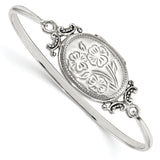 Sterling Silver Floral Locket Bangle Bracelet QB1132 - shirin-diamonds