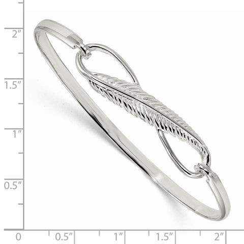 Sterling Silver Infinity w/Feather Bangle Bracelet QB1139 - shirin-diamonds