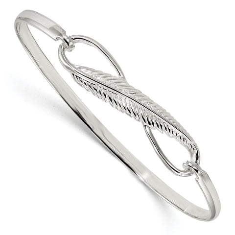 Sterling Silver Infinity w/Feather Bangle Bracelet QB1139 - shirin-diamonds