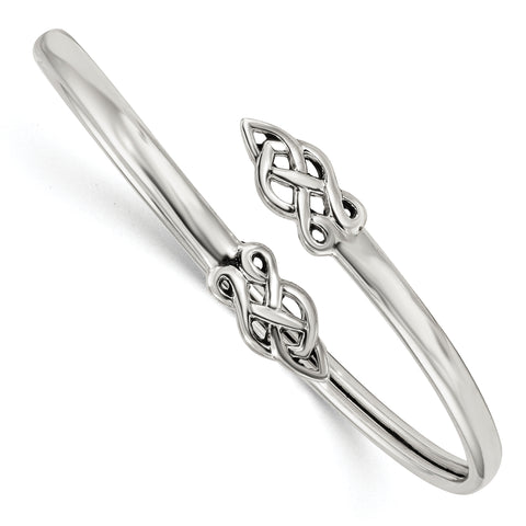 Sterling Silver Celtic Flexible Bangle Bracelet QB1148 - shirin-diamonds