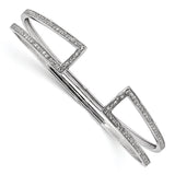 Sterling Silver Rhodium-plated CZ Cuff Bangle QB1165 - shirin-diamonds