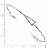 Sterling Silver Rhodium-plated CZ Triangle Slip-on Cuff Bangle Bracelet QB1189 - shirin-diamonds