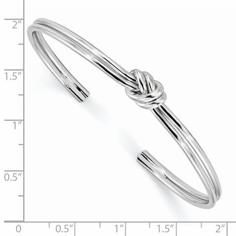 Sterling Silver Rhodium-plated Polished Knot Cuff Bangle QB1193 - shirin-diamonds