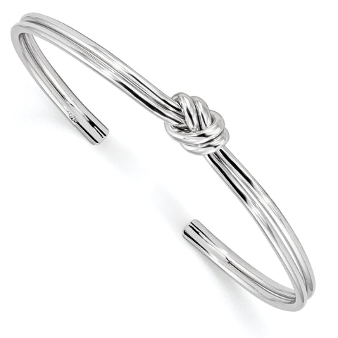Sterling Silver Rhodium-plated Polished Knot Cuff Bangle QB1193 - shirin-diamonds