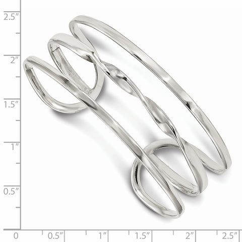 Sterling Silver Polished Twisted Center Cuff Bangle QB1224 - shirin-diamonds