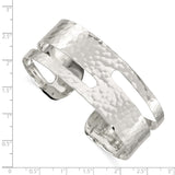 Sterling Silver Solid Polished Hammered Fancy Cuff Bangle Bracelet QB191 - shirin-diamonds