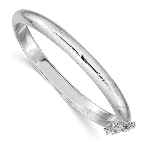 Sterling Silver Rhodium-plated 5mm Baby Hinged Bangle Bracelet QB19 - shirin-diamonds