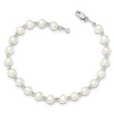 Sterling Silver Rhodium-plated White FW Cultured Pearl Bracelet QB250 - shirin-diamonds