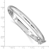 Sterling Silver Rhodium-plated 7mm D/C Hinged Bangle Bracelet QB38 - shirin-diamonds
