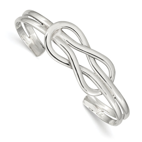Sterling Silver Knot Design Cuff Bangle QB384 - shirin-diamonds