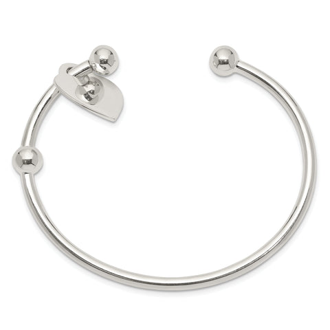 Sterling Silver 3mm Heart Bangle Bracelet QB416 - shirin-diamonds