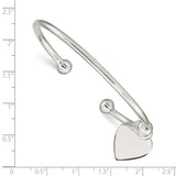 Sterling Silver 3mm Heart Bangle Bracelet QB416 - shirin-diamonds