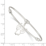 Sterling Silver Bead w/Angel Stretch Bangle Bracelet QB464 - shirin-diamonds