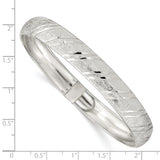 Sterling Silver 10.5mm Polished & D/C Flexible Bangle QB591 - shirin-diamonds