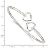 Sterling Silver Polished Heart Bangle QB597 - shirin-diamonds