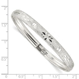 Sterling Silver 6.5mm Laser & Diamond-cut Flexible Bangle QB611 - shirin-diamonds
