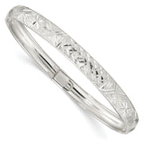 Sterling Silver 6.5mm Laser & Diamond-cut Flexible Bangle QB611 - shirin-diamonds