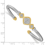 Sterling Silver Vermeil CZ Rope Design Bangle QB639 - shirin-diamonds