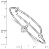 Sterling Silver Rhodium Plated Diamond Cut Heart Baby Bangle QB669 - shirin-diamonds