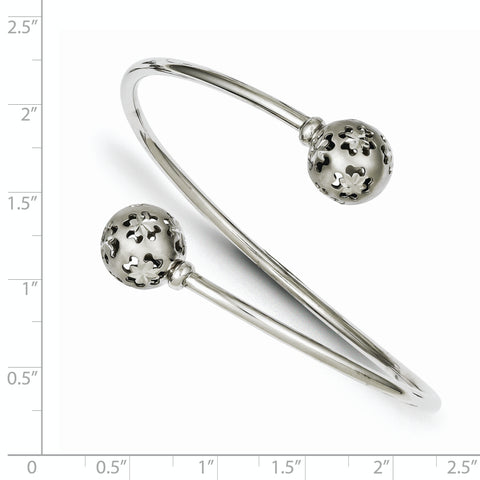 Sterling Silver Polished Brushed D/C Slip On Bracelet QB737 - shirin-diamonds