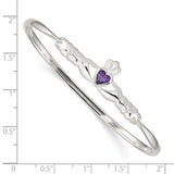 Sterling Silver Purple CZ Claddagh Bangle QB754 - shirin-diamonds