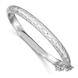 Sterling Silver Rhod. Plated D/C w/Safety Hinged Child's Bangle QB794 - shirin-diamonds