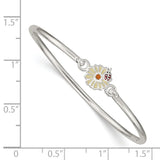 Sterling Silver Enamel Flower Kid's Bangle Bracelet QB890 - shirin-diamonds